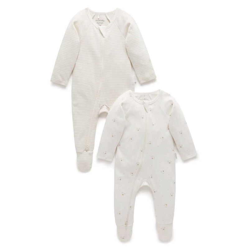 Purebaby 2 Pack Zip Growsuit image number 8